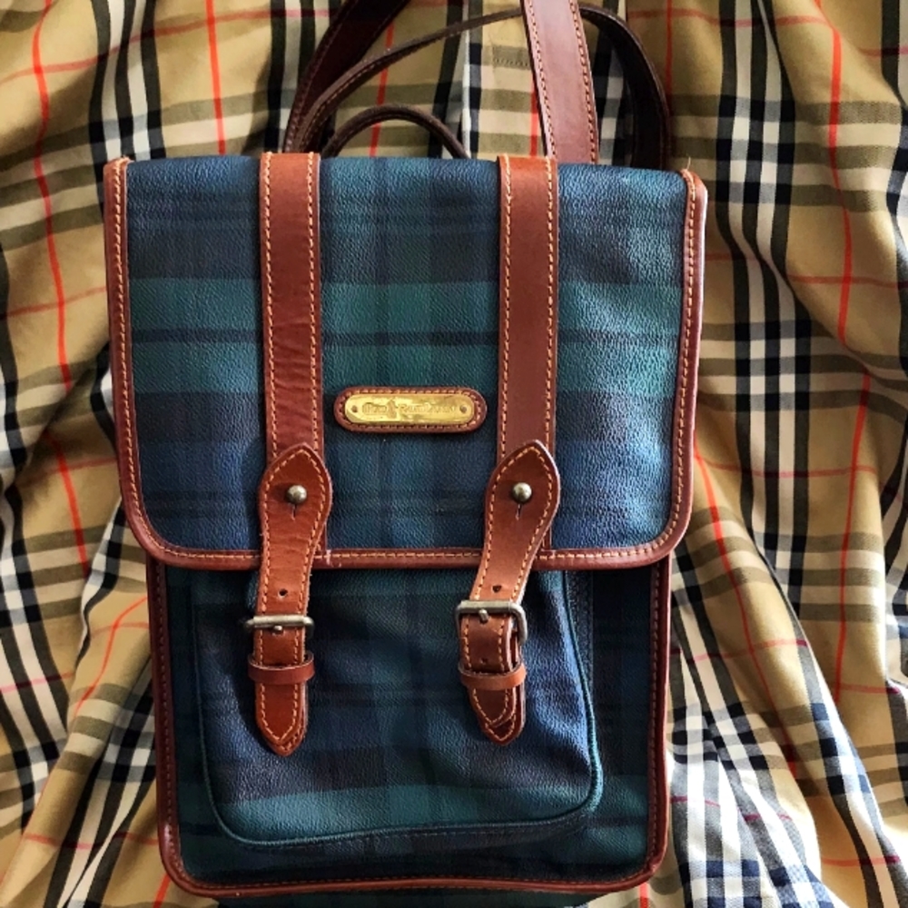 Ralph Lauren Blue and Brown Plaid Backpack
